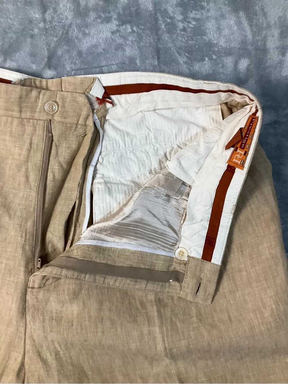 VTG Prestige Linen Pants Men’s 44 Tan Pleated Cuffed Preppy 25” Inseam Summer